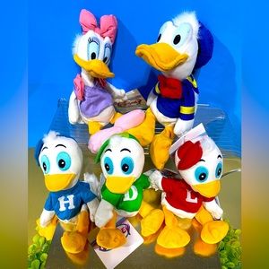 DISNEY EXCLUSIVE NWT VTG 90s DONALD DUCK FAMILY BEAN BAG PLUSH COMPLETE SET OF 5